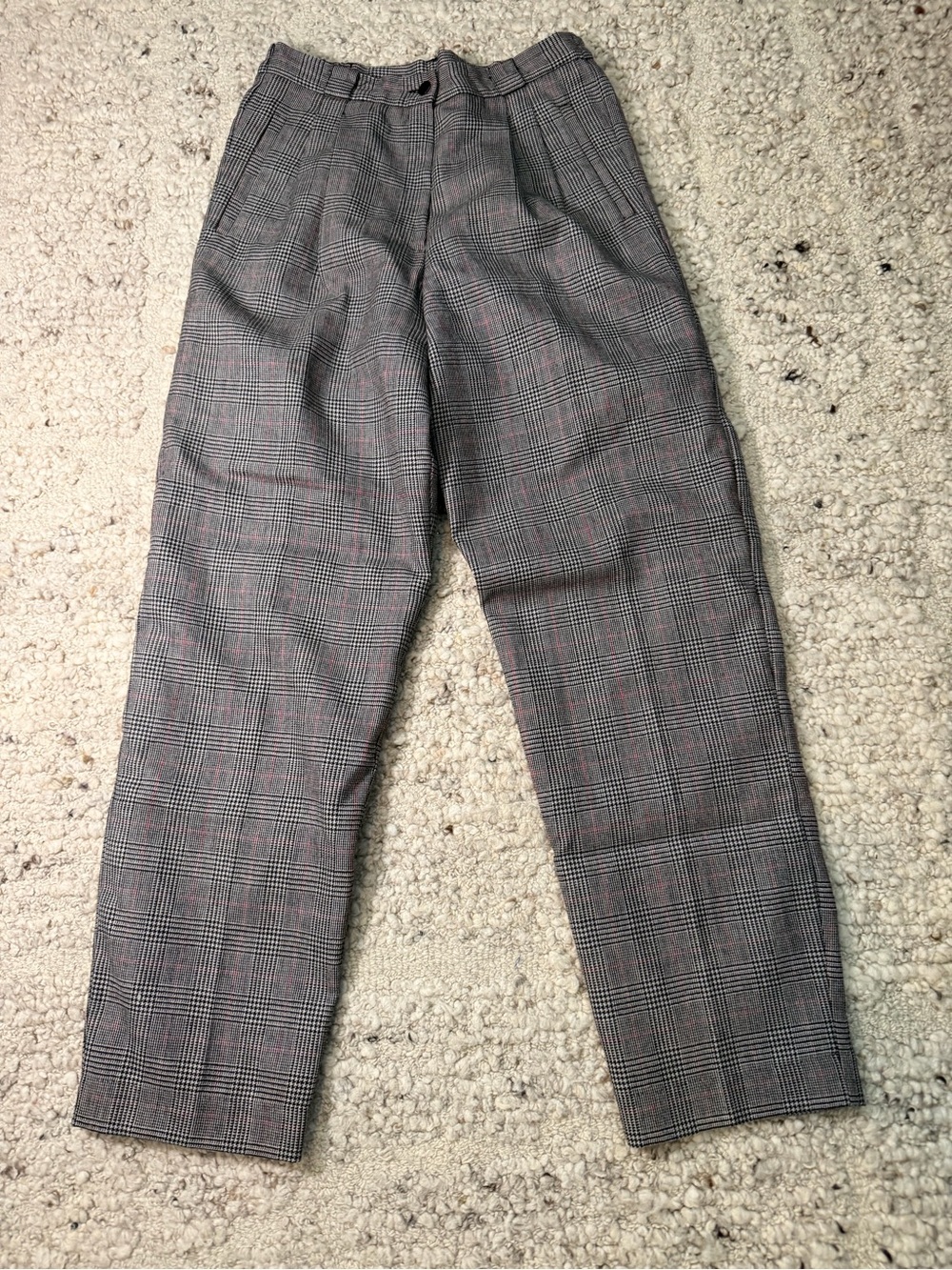 Requirements 100% Wool Grey Plaid Dress Pants